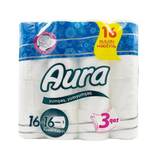 AURA TUALET KAĞIZI 3 QAT 16+16 HƏDİYYƏLİ resmi